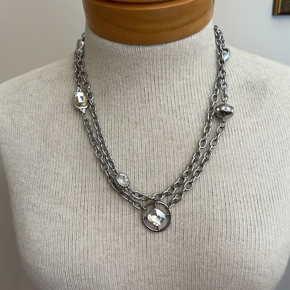 Chico’s Silver-tone Long Chain Station Necklace with Gems - Picture 8 of 14